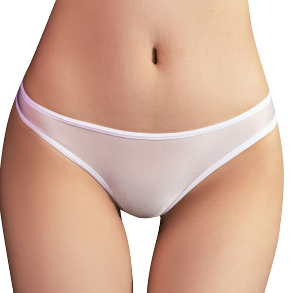 GHSOHS Womens Underwear Thongs Bikini Underwear Panties for Women Plus Size Ladies Panties Underwear Elastic Glossy Thong Briefs Cotton Crotch Seamless Underpants No Show Lace Panties White Pant