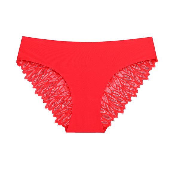 GHSOHS Womens Underwear Thongs Comfy Underwear for Women Lace No Show Bikini Soft Breathe Seamless Panties Ladies Hipster Underwear Cotton Crotch Underpants Red Panty G String Thongs for Women,XL