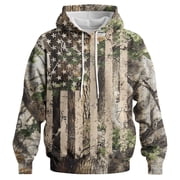 GHUALURU Mens American Flag Camo Patriotic Graphic Pullover Hoodie, Multi2 2XL