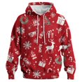 thumbnail image 1 of GHUALURU Men's Christmas Snowflake Reindeer Gift Graphic Pullover Hoodie, Red3，L, 1 of 5