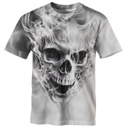 GHUALURU Mens Skull Graphic T-Shirt Smoke Print Tee Casual Streetwear Crewneck Short Sleeve Shirt