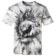 GHUALURU Mens Wolf Moon Graphic T-Shirt Forest Animal Print Short Sleeve Crew Neck Casual Tee,Multi,XL
