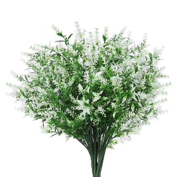 GHYJPAJK 7-Pronged White Artificial Lavender Flower 7-Pronged Simulated Fake Flower Lavender Pointed Leaf Simulated Green Plant Diy Home Placement Plastic Flower Interior Decoration