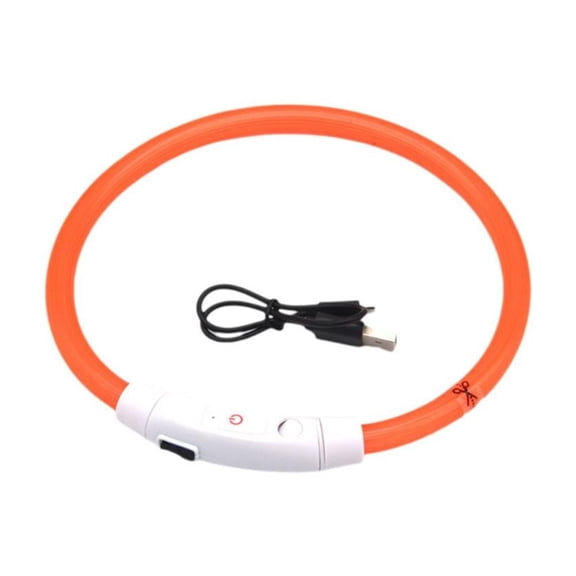 GHYJPAJK Orange L Pet Collar Dog Luminous Collar Night Led Light Fiber Optic Collar Usb Charging Luminous Dog Collar Factory Batch