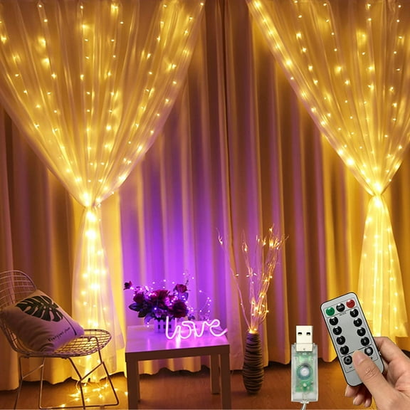 GHodec Fairy Indoor/Outdoor 7.9 ft USB Remote Controlled 144 LED Curtain String Light