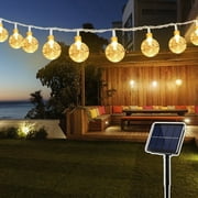 GooingTop White Solar String Lights Outdoor Waterproof,26FT 50 LED Crystal Bubble Patio Lights Backyard Lights for Outdoor Tree Pathway Patio Wedding Home Decor