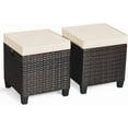 thumbnail image 1 of GHooa 2 Pieces Outdoor Patio Ottoman, All Weather Rattan Wicker Ottoman Seat, Patio Rattan Furniture, Outdoor Footstool Footrest Seat w/Removable Cushions, 1 of 10