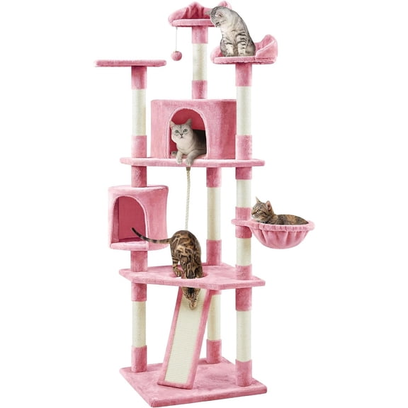 GHooa 79in Cat Tree Multi-Level Cat Tower with Scratching Posts for Indoor Cats, Cat Furniture Play Center for Cats and Kitten