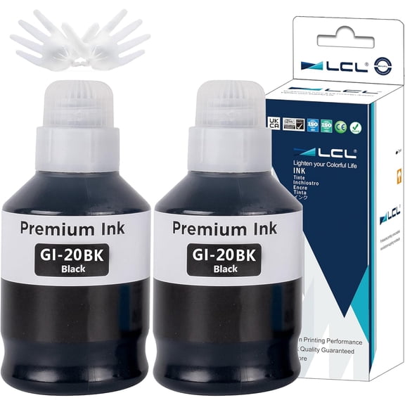 GI-20 GI20 G7020 G6020 Black Ink Refill Bottles Replacement for Canon 20 GI-20 GI20 Ink Refill Bottles Compatible with Canon PIXMA G5020 G6020 G7020 Printer (2-Pack)