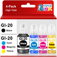 thumbnail image 1 of GI 20 Ink for Canon GI 20 GI20 Ink Bottles for PIXMA G6020 G5020 G7020 MegaTank Printers ( Black, Cyan, Magenta, Yellow, 4-Pack), 1 of 7