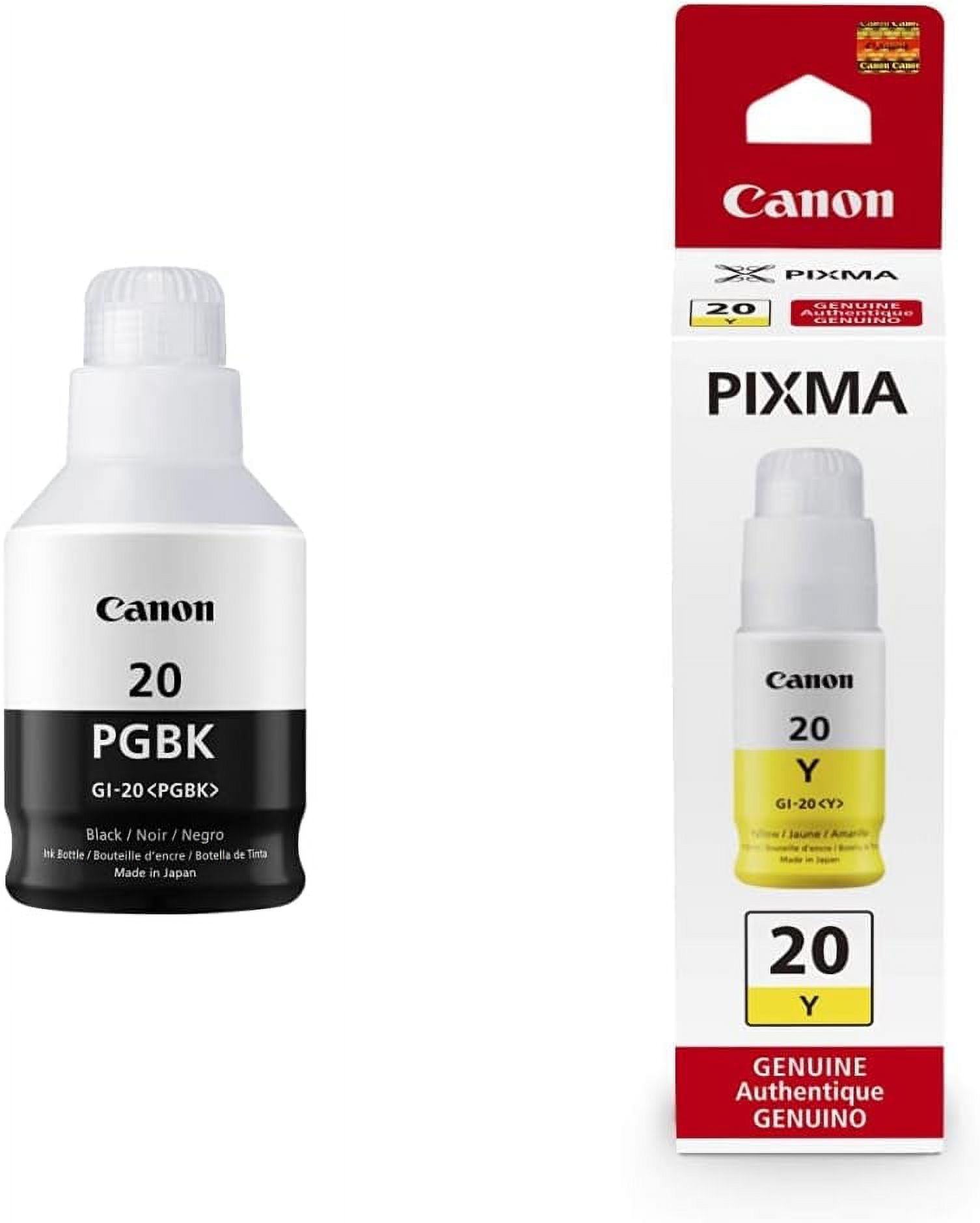 GI20 PGBK Ink Bottle, Compatible to PIXMA G6020 and G5020 MegaTank Printers & GI20 Yellow Ink