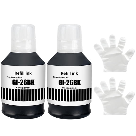 GI-26 GI26 GX7021 Black Ink Refill Bottles Compatible for MAXIFY GX7021 GX6021 GX7020 GX6020 GX6120 GX5020 GX4020 GX3020 Printer GI-26BK (Black*2)