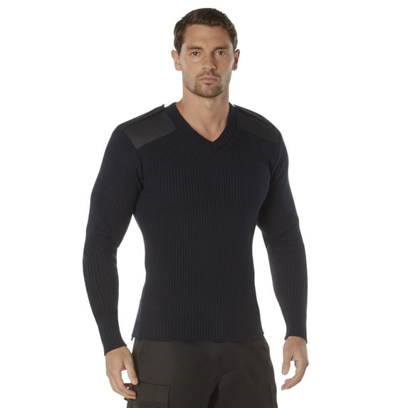 GI Acrylic V-Neck Commando Sweaters-Large Navy