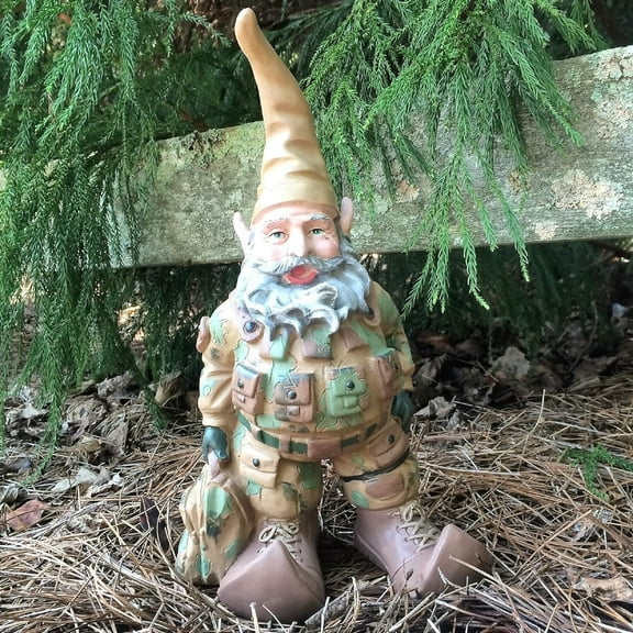 "GI Joe Army Gnome Military Solider in Fatigues with Duffel Bag Home & Garden Gnome Statue 15" H