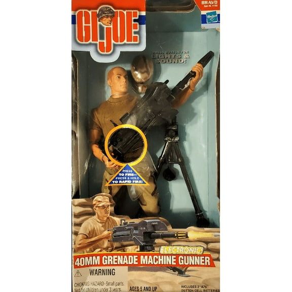 GI Joe Electronic 40MM Grenade Machine Gunner 12" Action Figure Hasbro 2000