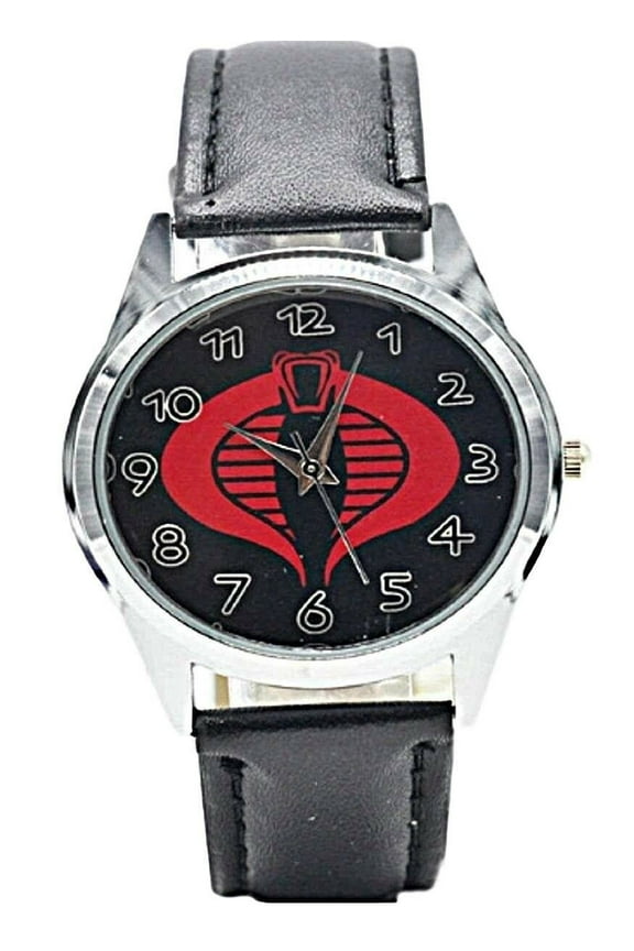 GI Joe Red Cobra Logo Genuine Leather Band Wrist Watch