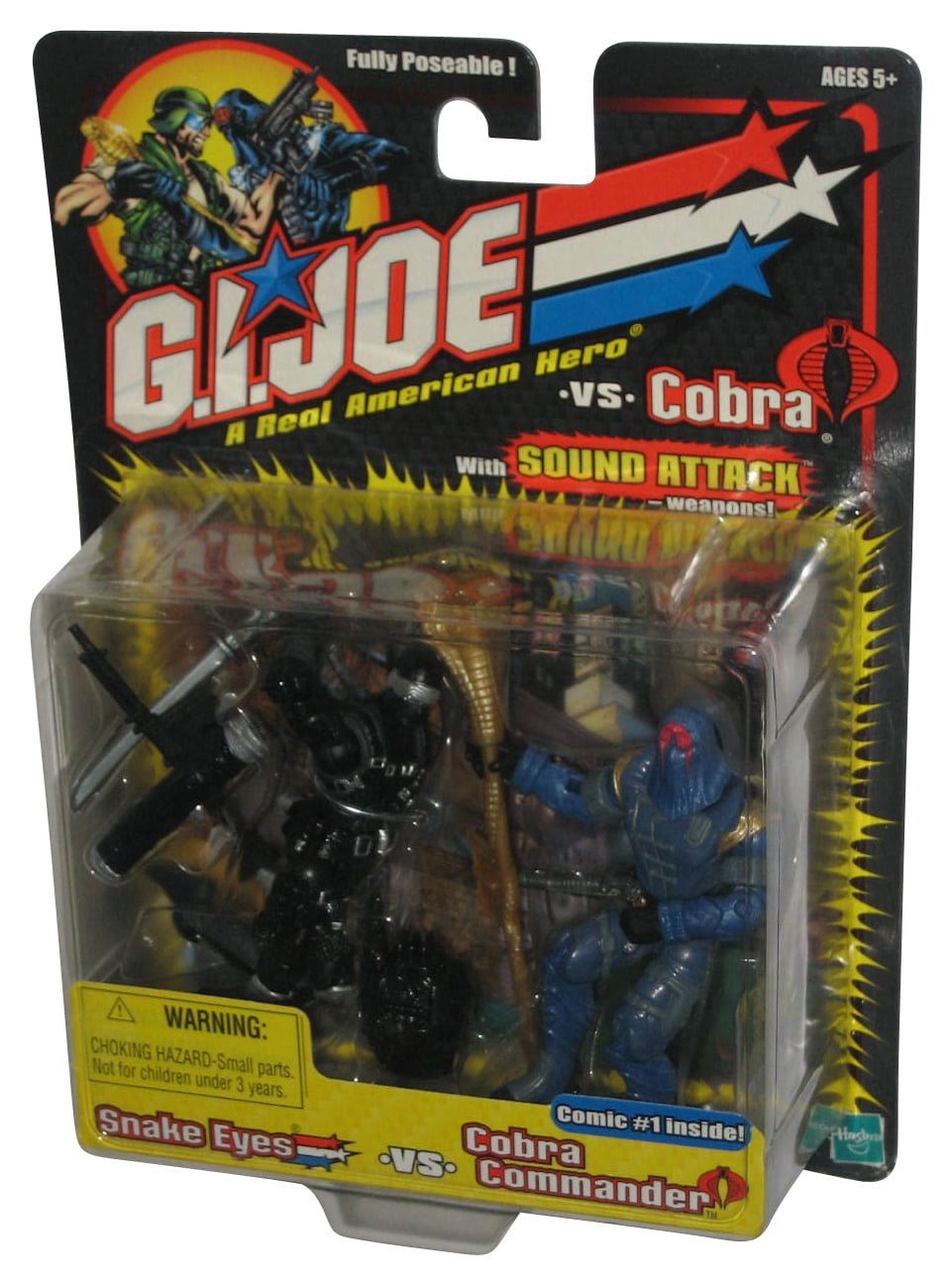 GI Joe Snake Eyes Black Outfit vs Cobra Commander Action Figure