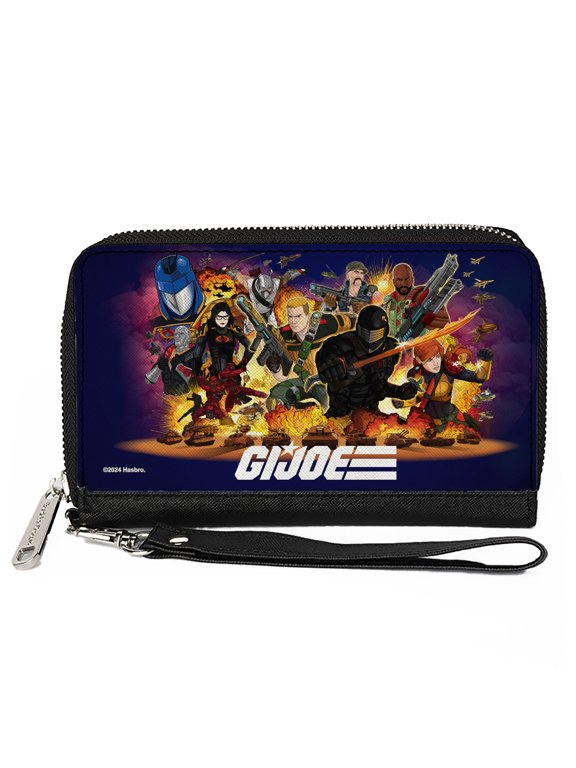 GI Joe Wallet, Bifold, GI Joe Universe Agents Explosion Group Pose and Logo Blue, Vegan Leather