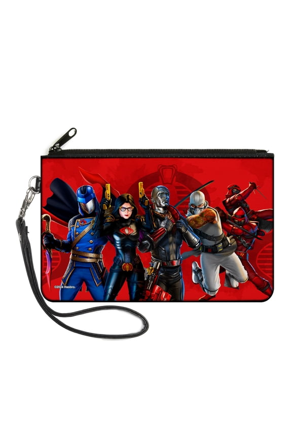 GI Joe Wallet, Zip Clutch, GI Joe Cobra Agents Group Pose and Logo Reds, Canvas