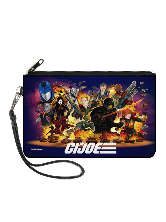 GI Joe Wallet, Zip Clutch, GI Joe Universe Agents Explosion Group Pose and Logo Blue, Canvas