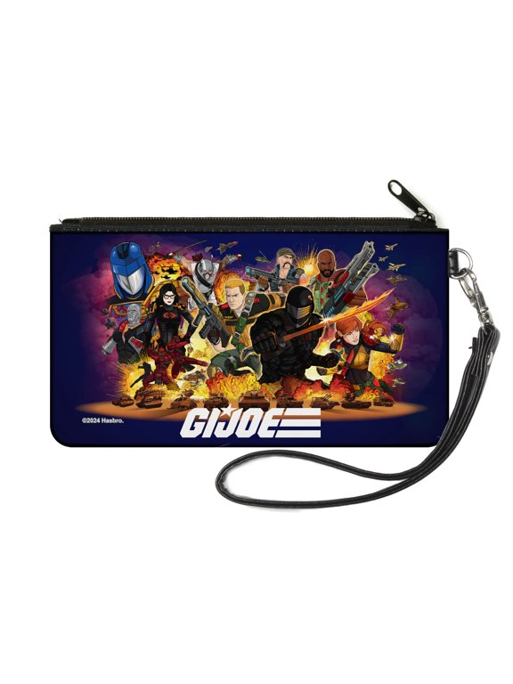 GI Joe Wallet, Zip Pouch, GI Joe Universe Agents Explosion Group Pose and Logo Blue, Canvas