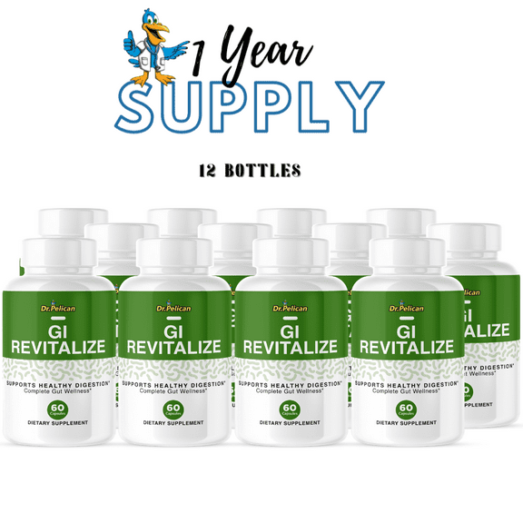 GI Revitalize -Digestive Support- 12 Bottles- 720 Capsules- Dr. Pelican