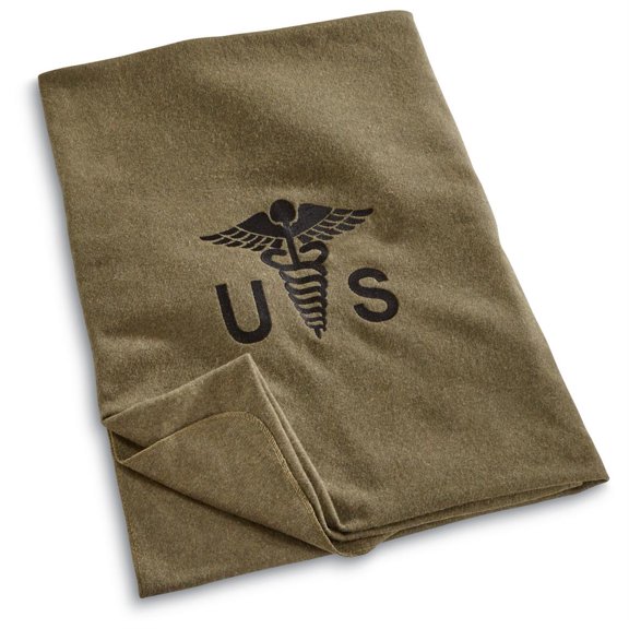 GI Style US Caduceus Wool Blend Blanket, OD
