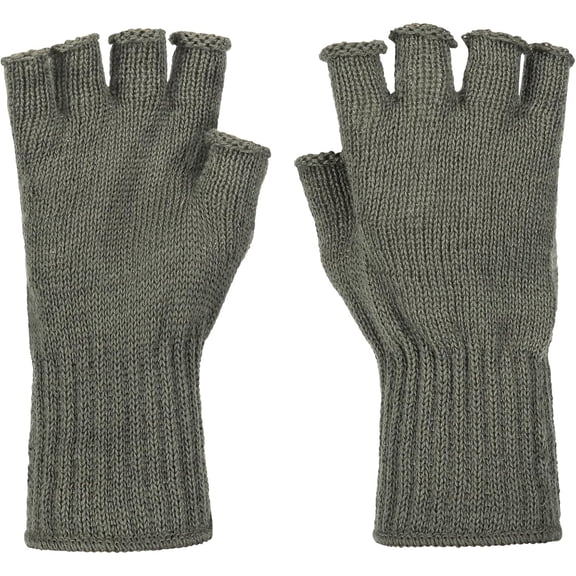GI Wool Fingerless Gloves, Half Finger Outdoor Glove Insert for Hunting & Hiking, MADE IN