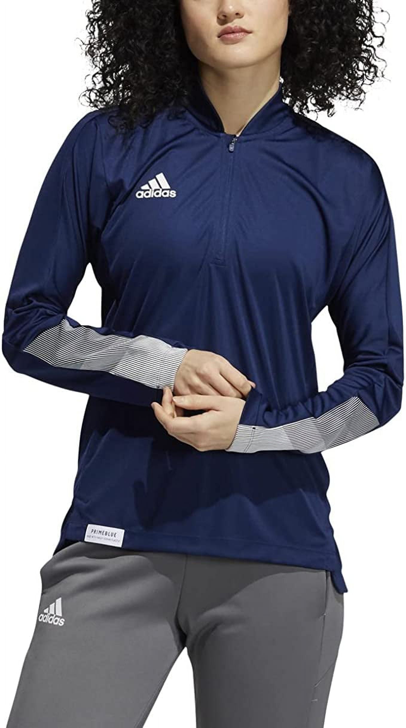GI6787 Adidas Women\'s Sideline 21 Long Sleeve 1/4 Zip Knit Jacket  Navy/White XL