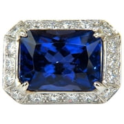 GIA 15.06CT 18KT NATURAL TANZANITE DIAMOND RING A+ D-BLOCK COLOR