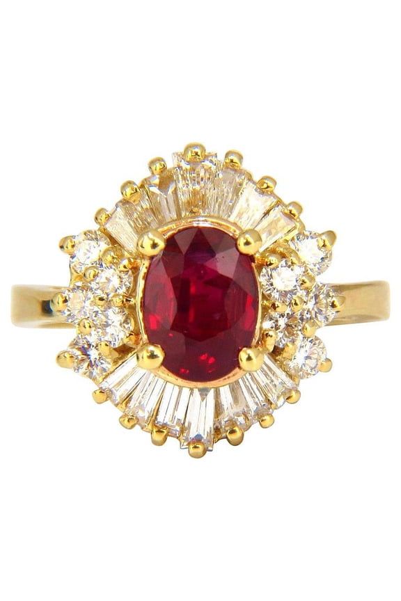 GIA 2.60CT NATURAL OVAL VIVID RED RUBY DIAMONDS COCKTAIL RING 18KT