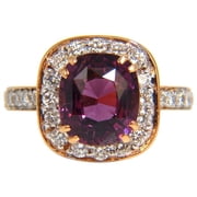 GIA 5.54CT NATURAL NO HEAT RED PURPLE SPINEL DIAMONDS RING 18KT UNHEATED