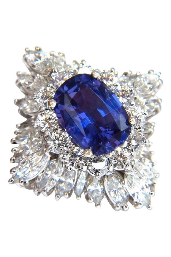 GIA 7.87CT NATURAL NO HEAT VIVID PURPLE SAPPHIRE DIAMOND RING PLATINUM