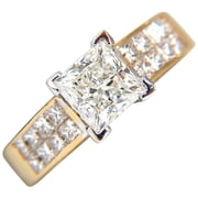 GIA CERTIFED 2.03CT PRINCESS CUT DIAMONDS RING & CHANNEL SIDE DIAMONDS
