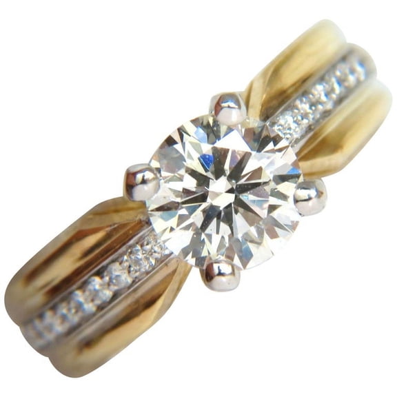 GIA CERTIFIED 1.76CT J/SI ROUND BRILLIANT DIAMOND BEAD SET PLATINUM & 18KT RING