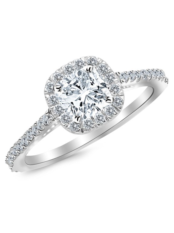 GIA Certified 1.07 Carat Cushion Cut/Shape Platinum Classic Cushion Halo Style Diamond Engagement Ring with a 0.70 Carat, I Color, VS2 Clarity Center Stone