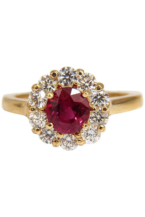 GIA Certified 1.54ct oval cut red ruby .88ct diamonds ring 18kt