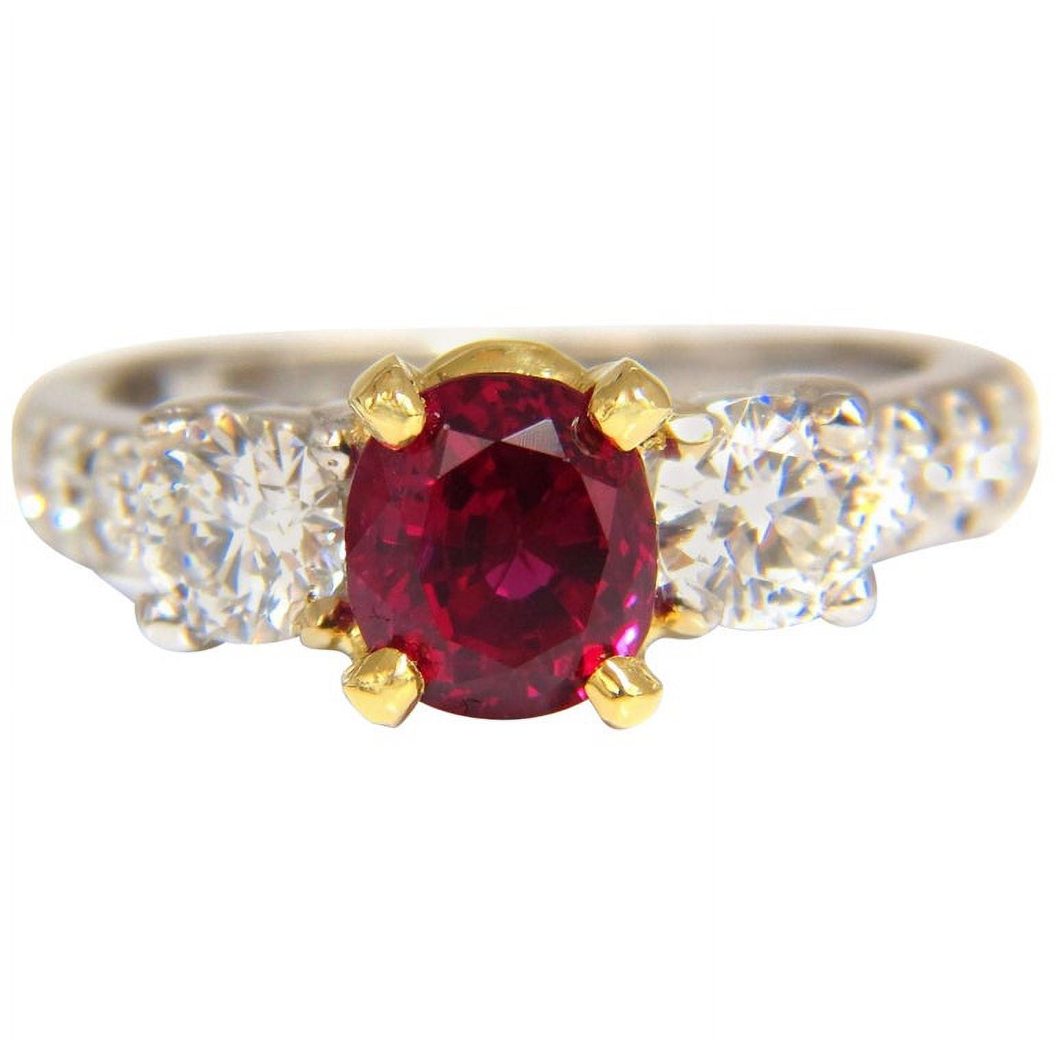 AVIS DIAMOND GIA Certified 1.83ct oval cut pigeons blood red ruby 1.02ct diamonds ring 18kt
