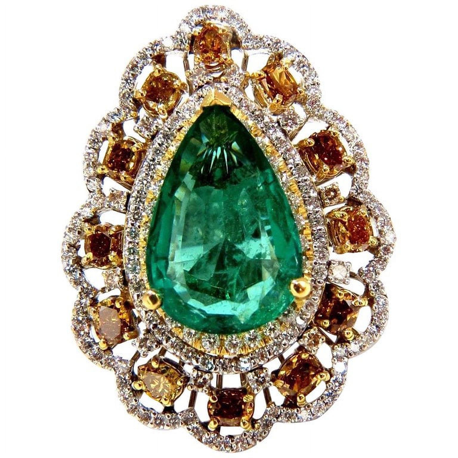AVIS DIAMOND GIA Certified 12.77ct natural emerald fancy colors cocktail diamond ring 18kt
