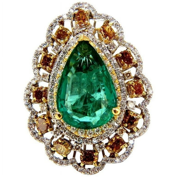 GIA Certified 12.77ct natural emerald fancy colors cocktail diamond ring 18kt