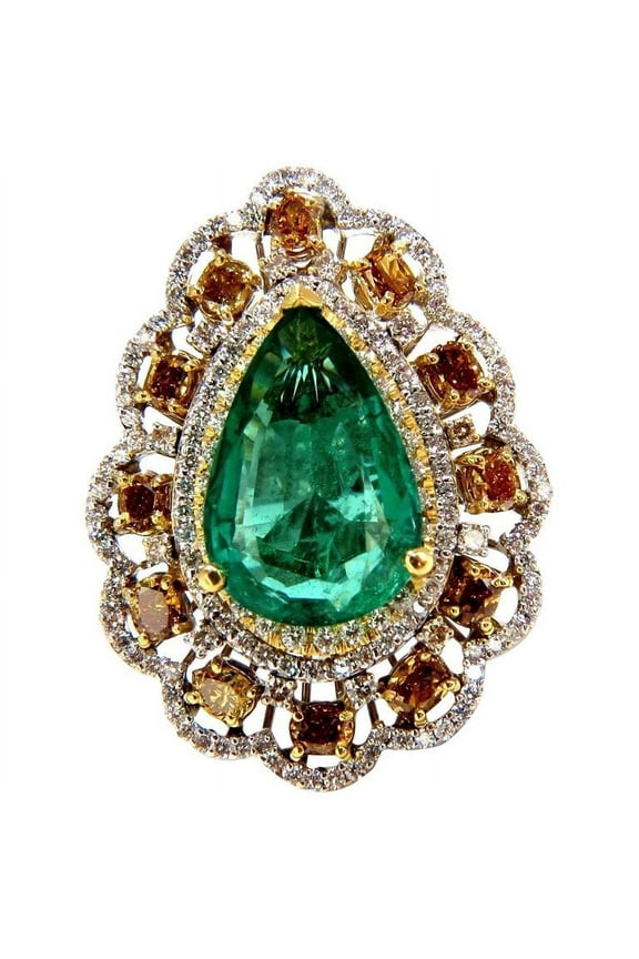 GIA Certified 12.77ct natural emerald fancy colors cocktail diamond ring 18kt