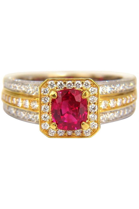 GIA Certified 2.54ct vivid red ruby diamonds ring