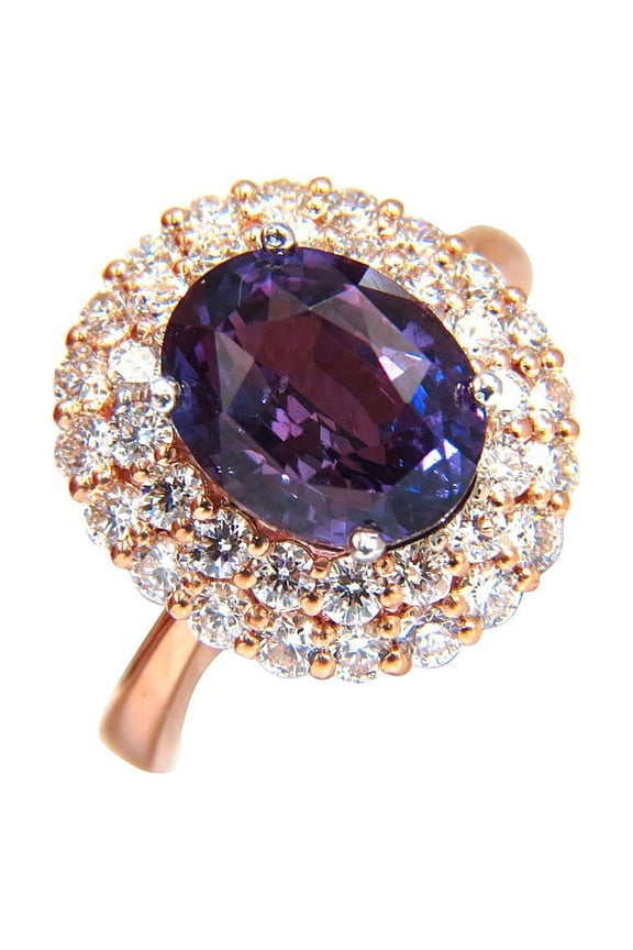 Certified 6.41ct Natural Vivid purple sapphire diamonds ring