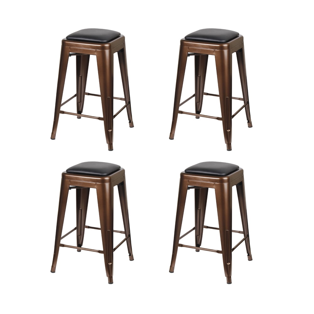 GIA Design Goup Furniture 24 inch Backless Metal Stools with Vegan