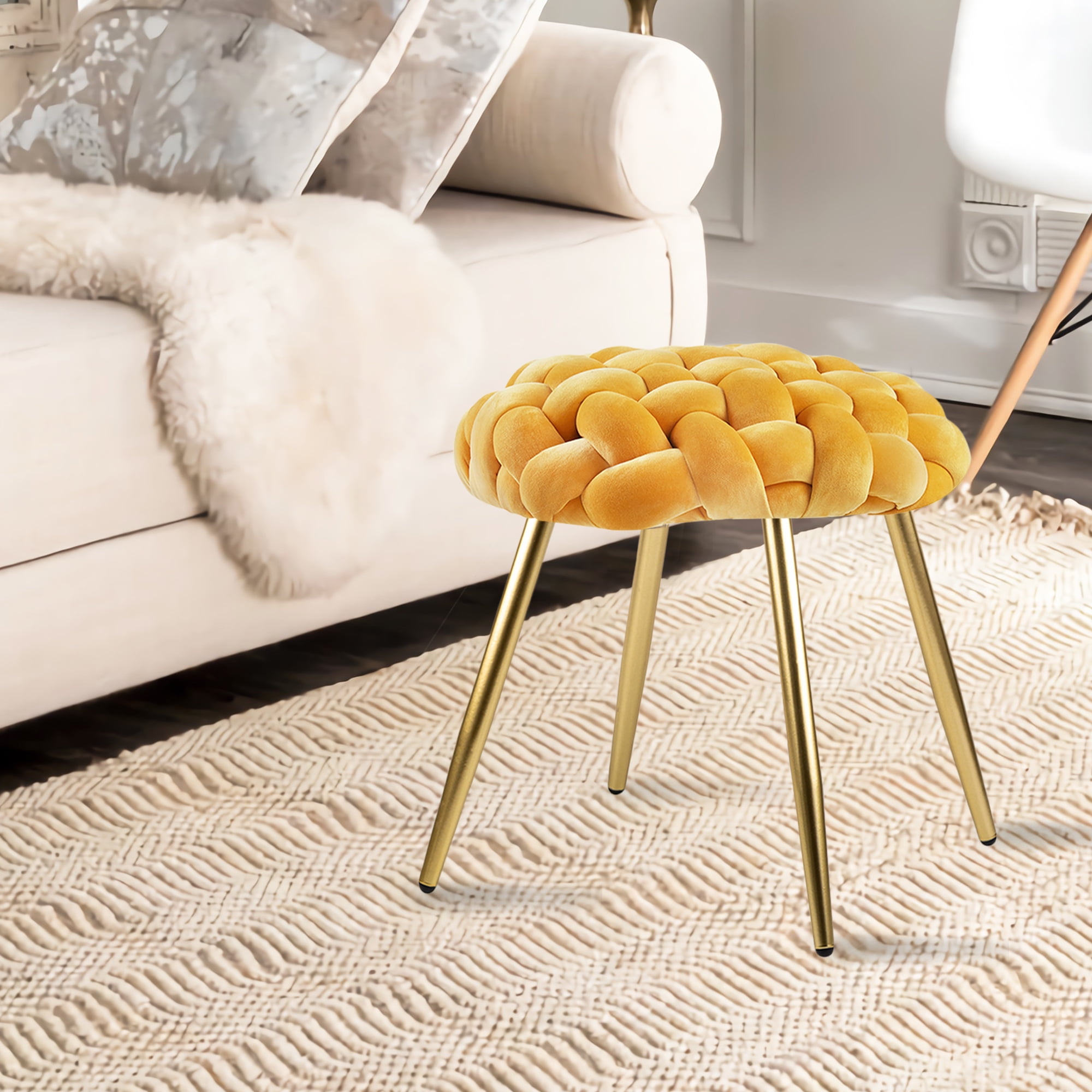 Woven accent stool sale