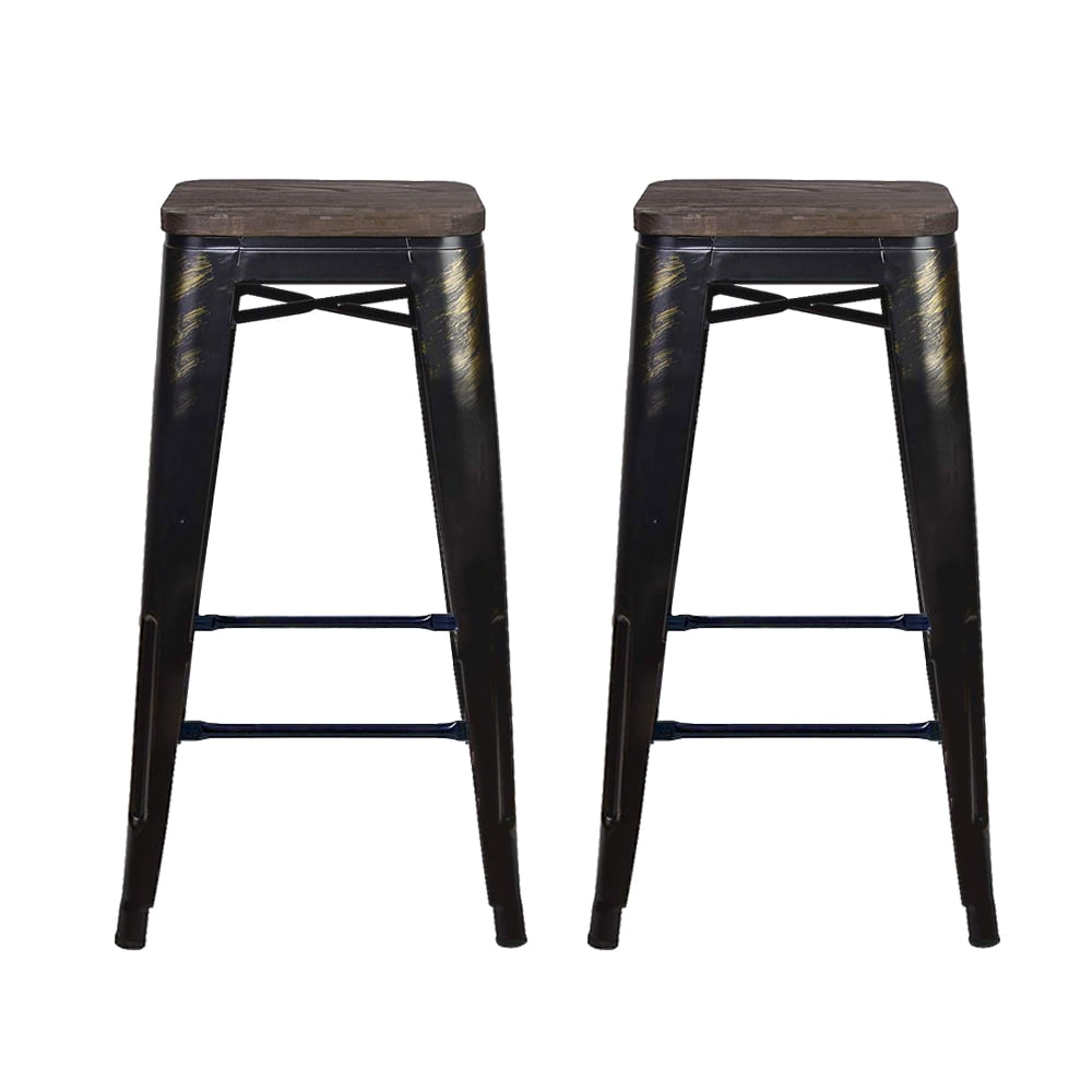 GIA Design Group 24 Inch Counter Height Backless Metal Stools with Dark ...