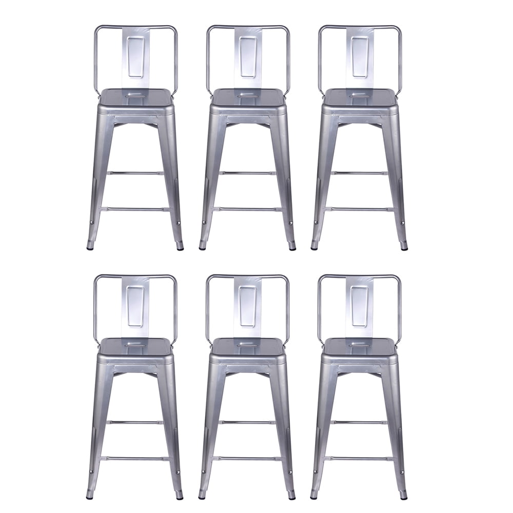GIA Design Group 24 Inch Silver Middle Back Counter Height Metal Bar ...