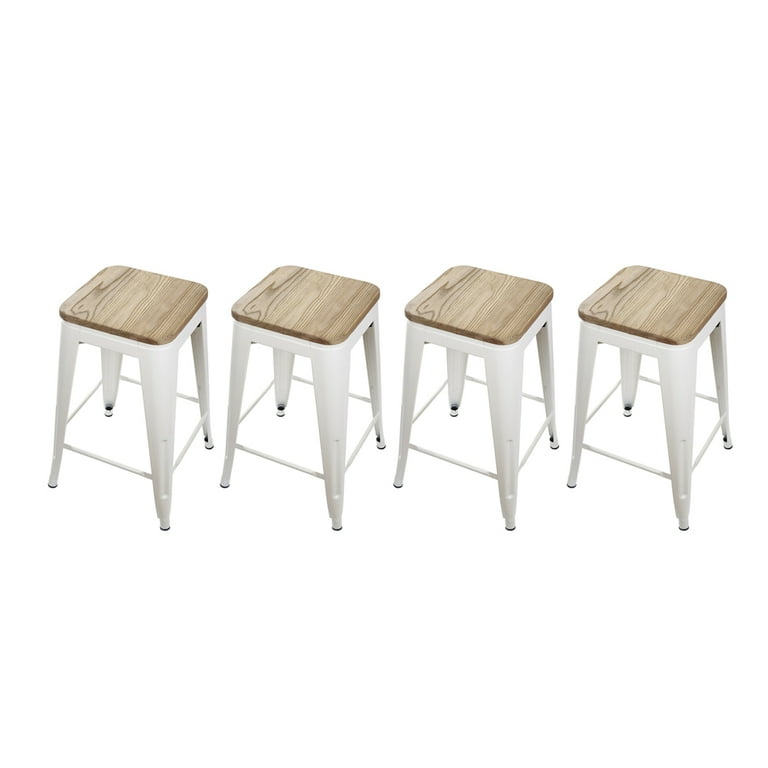 GIA Design Group 24 inch Backless Metal Stools with Wood Seat for