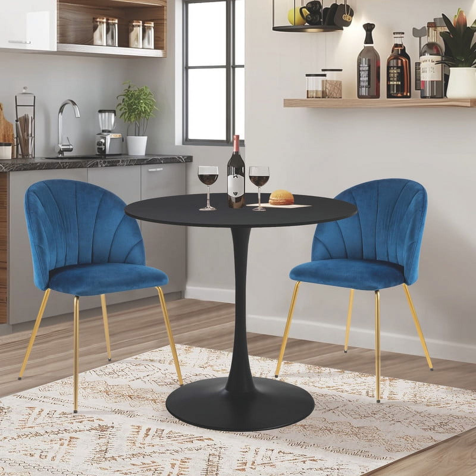 GIA Design Group Piece Kitchen Table Set,Black Tulip Table Mid