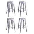 thumbnail image 1 of GIA Design Group 30 Inch Bar Height Backless Metal Stools, Silver, Set of 4, 1 of 9